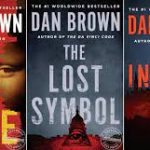 A picture of Dan Brown's book in order of popularity